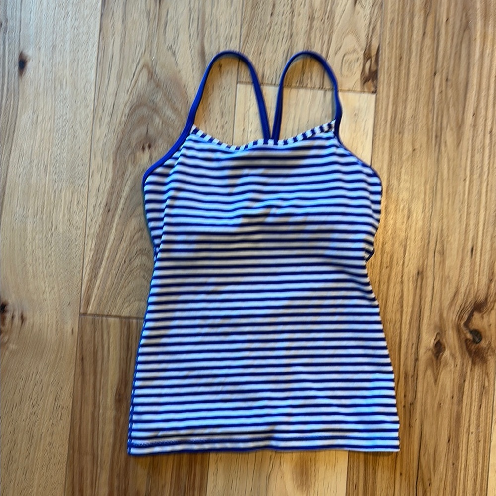 Blue and White Striped Tank Top